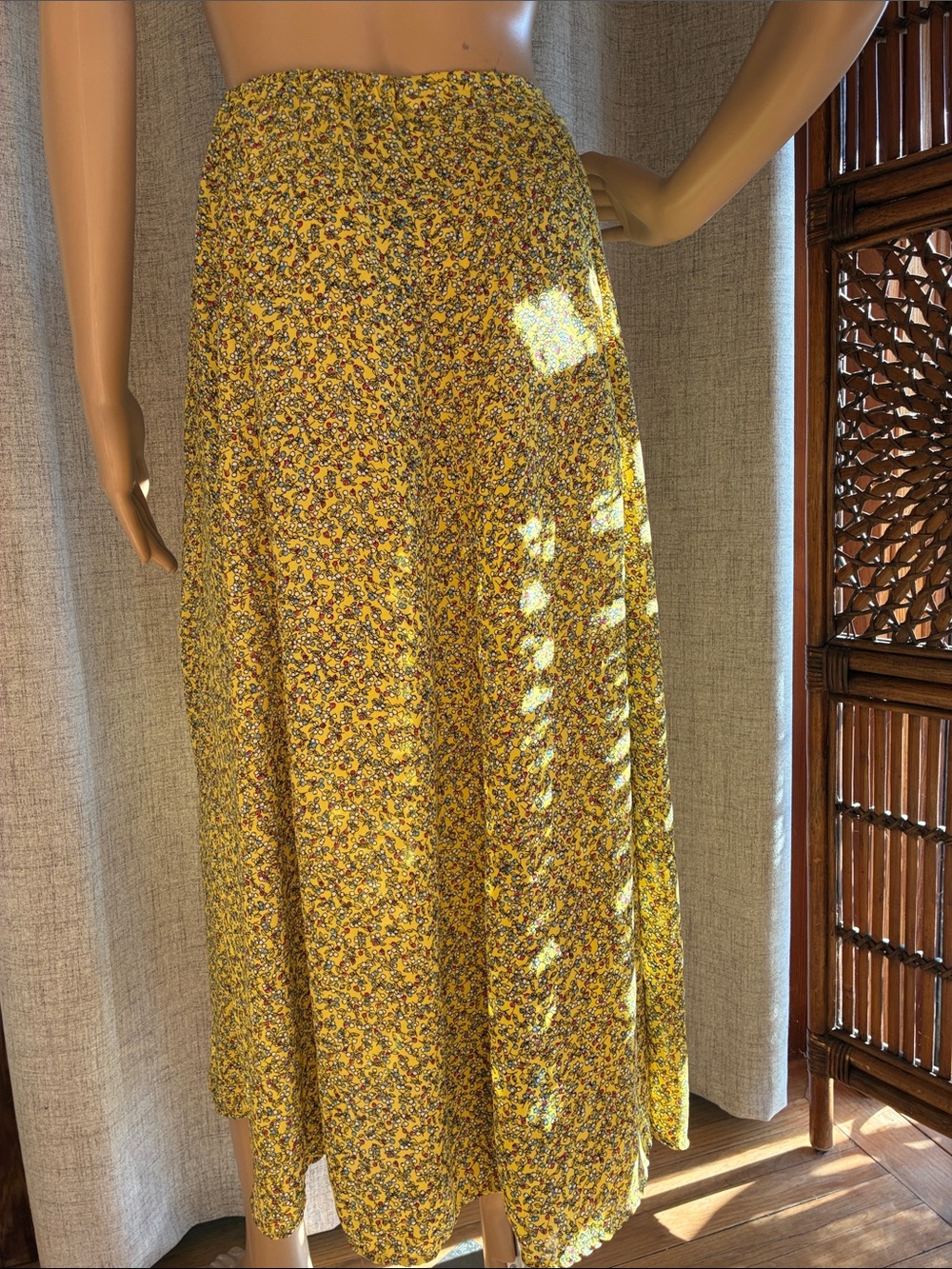 Max Studio Yellow Floral Midi Skirt - Women's Lightweight Summer Skirt